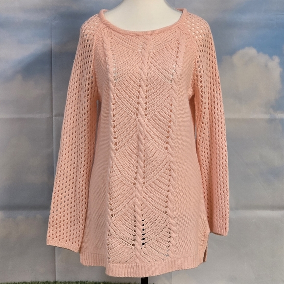 NEW DIRECTIONS | OPEN KNIT TUNIC SWEATER - Picture 3 of 16